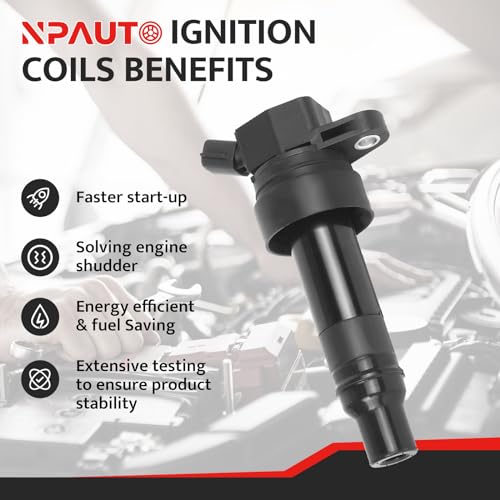 NPAUTO استبدال حزمة ملف الإشعال لهيونداي أكسنت فيلوستر كيا ريو سول قاعدة L4 1.6L 1.6 2012 2013 2014 2015 2016 2017 2018 2019، UF652 C1803، مجموعة من 4، سحب طبيعي - Image 2