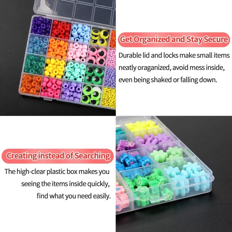 IOOLEEM 42 Grids Plastic Bead Organizer Box, Organizer Container Storage Box, Dividers for bead arts and crafts.(2 Pack) - Image 3