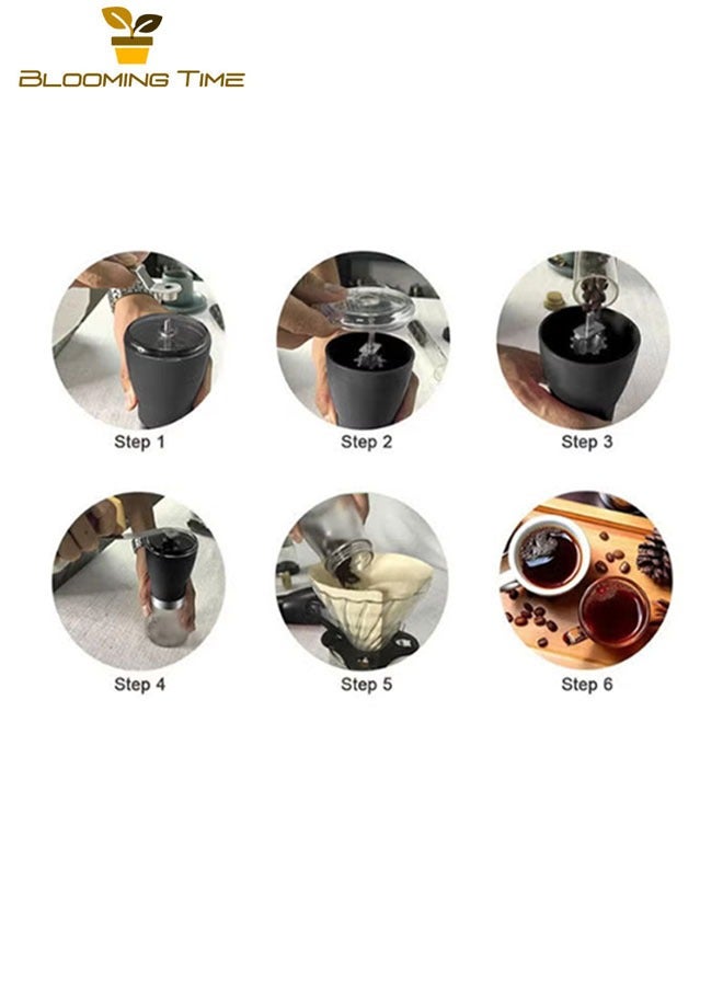 بلومنغ تايم مجموعة ماكينة القهوة بالتنقيط ، مجموعة القهوة للسفر ، مجموعة أجهزة القهوة المخمرة يدويا ، صندوق هدايا ، محمول ، مع مرشح للتعامل مع الرمال الناعمة الصحراوية ، أسود - Image 4