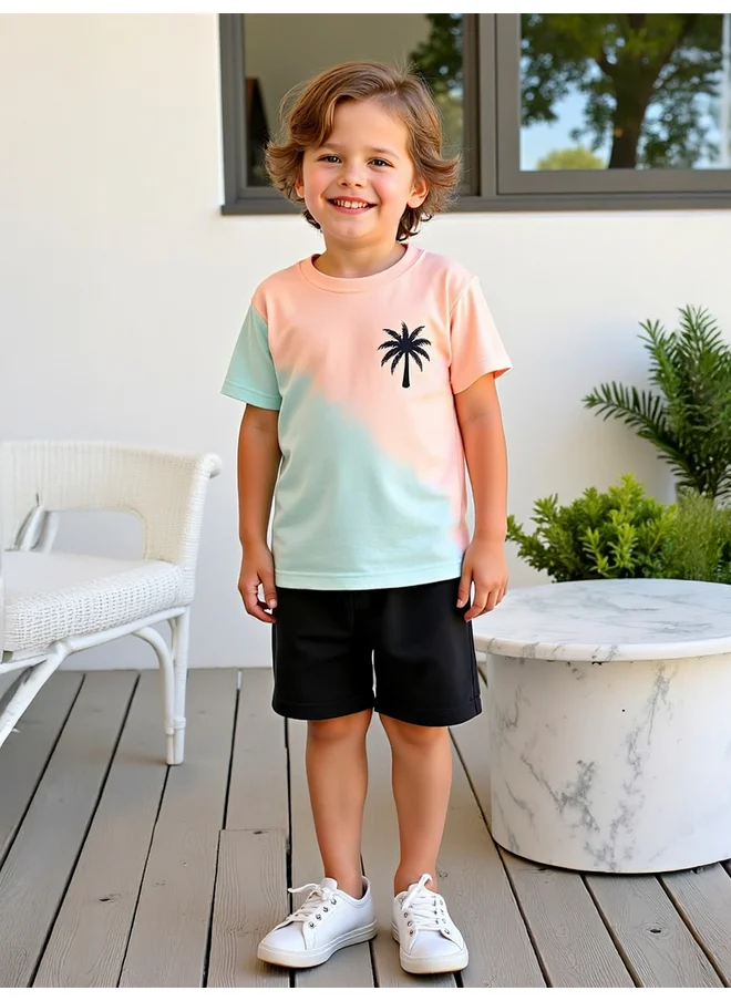 Take Two Take Two Kids 2pcs Multicolor Palm Tree Printed T-Shirt and Shorts Set