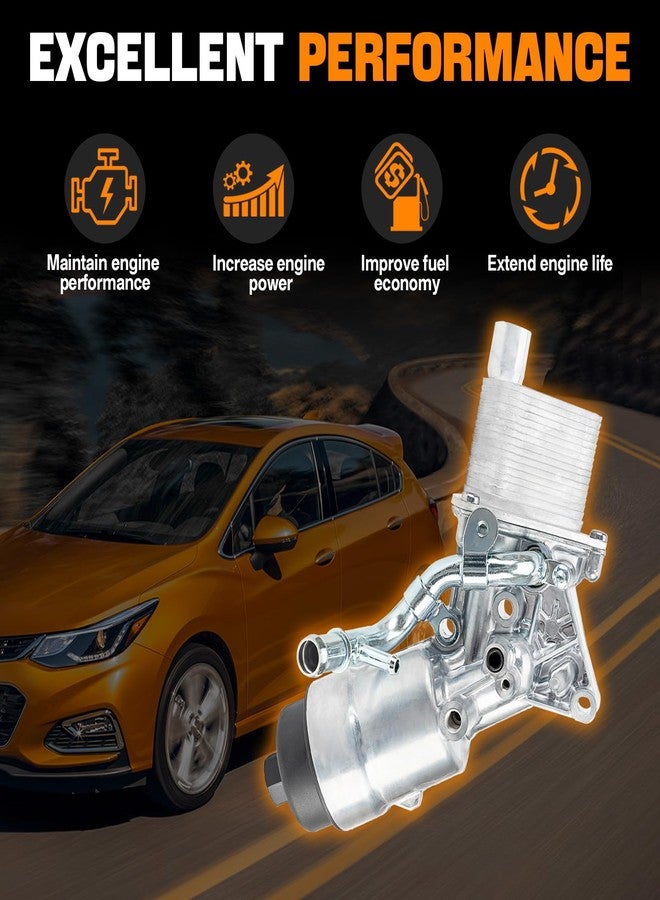 WEILEITE 1.4 Aluminum Engine Oil Cooler Filter Housing Fit For Chevy Cruze 2011-2016 Sonic 2012-2020 Trax 2015-2021 Buick Encore 2013-2021 Replaces 55566784 55594651 55593189 55565385 - Image 3