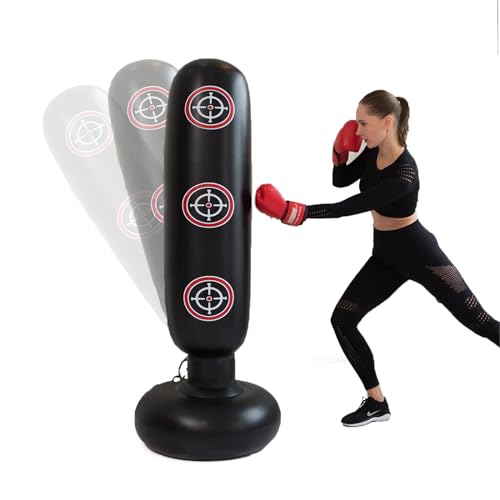 Kizcmvre Punching Bag with Stand Adult,Kizcmvre Inflatable Freestanding Heavy Duty Boxing Bag,Women Men Training Equipment Exercise Boxing Standing Punching Bag (Black). - Image 2