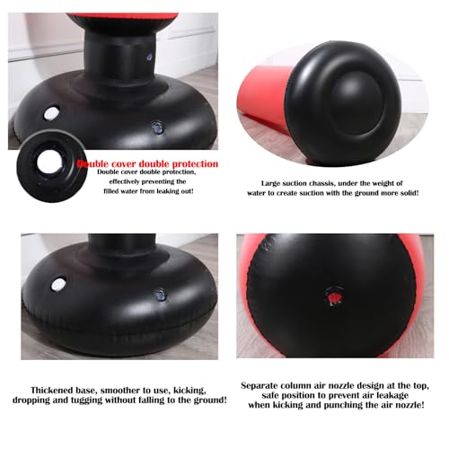 Kizcmvre Punching Bag with Stand Adult,Kizcmvre Inflatable Freestanding Heavy Duty Boxing Bag,Women Men Training Equipment Exercise Boxing Standing Punching Bag (Black). - Image 4