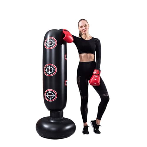 Kizcmvre Punching Bag with Stand Adult,Kizcmvre Inflatable Freestanding Heavy Duty Boxing Bag,Women Men Training Equipment Exercise Boxing Standing Punching Bag (Black). - Image 1