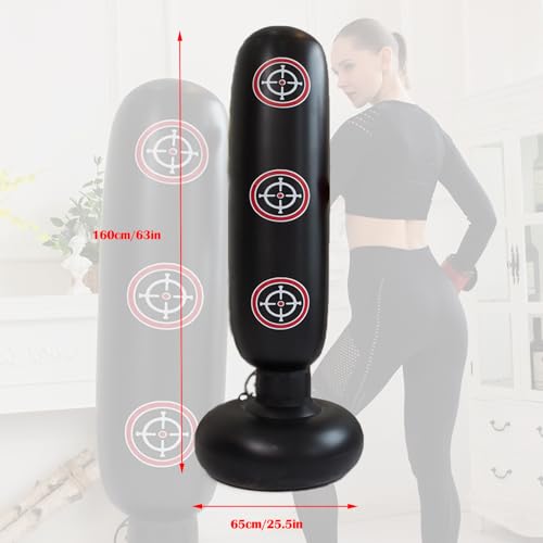 Kizcmvre Punching Bag with Stand Adult,Kizcmvre Inflatable Freestanding Heavy Duty Boxing Bag,Women Men Training Equipment Exercise Boxing Standing Punching Bag (Black). - Image 3