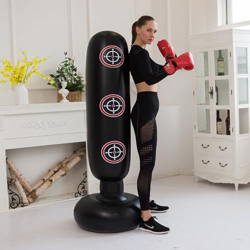 Kizcmvre Punching Bag with Stand Adult,Kizcmvre Inflatable Freestanding Heavy Duty Boxing Bag,Women Men Training Equipment Exercise Boxing Standing Punching Bag (Black). - Image 5