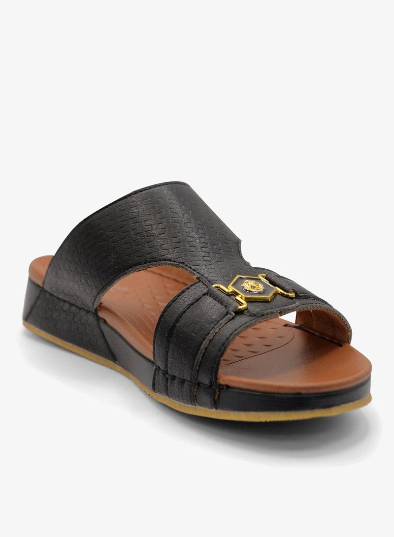 Al Baaz Black Arabic Sandals for Men - Traditional Leather Men Sandals - Image 1