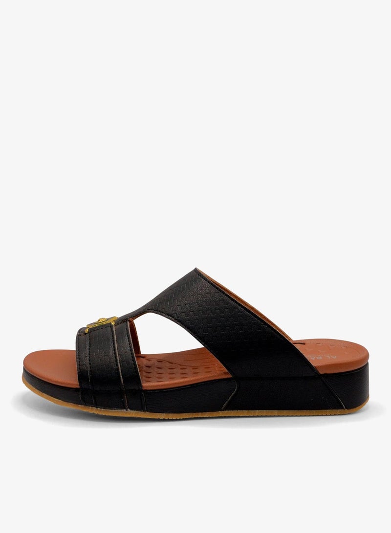 Al Baaz Black Arabic Sandals for Men - Traditional Leather Men Sandals - Image 2