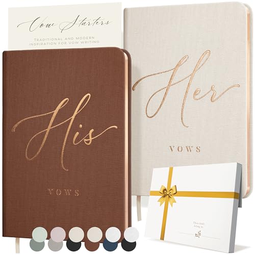 ARTESORI Vow Books His and Hers - Linen Wedding Vow Books Perfect as Bride & Groom Gifts, Wedding Registry Ideas - His & Hers Gifts Wedding Vow Book - Wedding Essentials & Accessories [Ivory & Terracotta] - Image 1