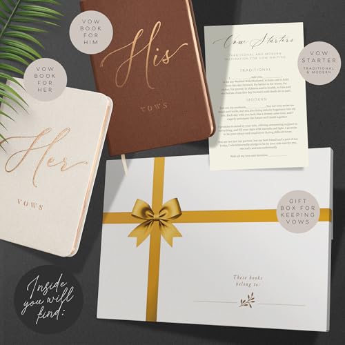 ARTESORI Vow Books His and Hers - Linen Wedding Vow Books Perfect as Bride & Groom Gifts, Wedding Registry Ideas - His & Hers Gifts Wedding Vow Book - Wedding Essentials & Accessories [Ivory & Terracotta] - Image 2
