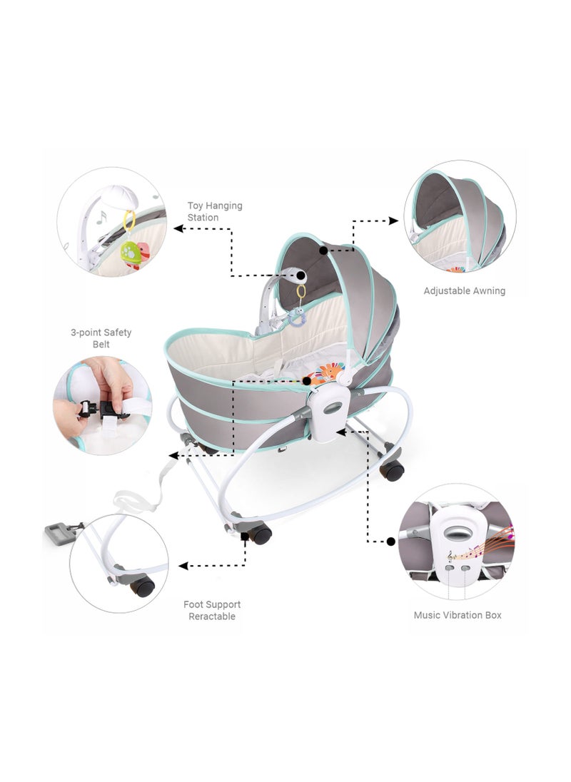 6 - In - 1 Cozy Rocker Bassinet With Wheels, Awning And Mosquito Net - Green - pzsku/ZC533297251F98CFB25DBZ/45/_/1696329072/a975eeaf-02e1-43b4-a17c-d1efa44e5ff8