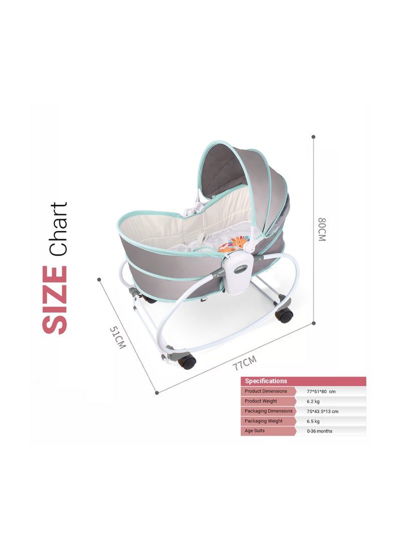 6 - In - 1 Cozy Rocker Bassinet With Wheels, Awning And Mosquito Net - Green - pzsku/ZC533297251F98CFB25DBZ/45/_/1700291253/2387565b-66eb-4de9-9792-f549e8bfecf9