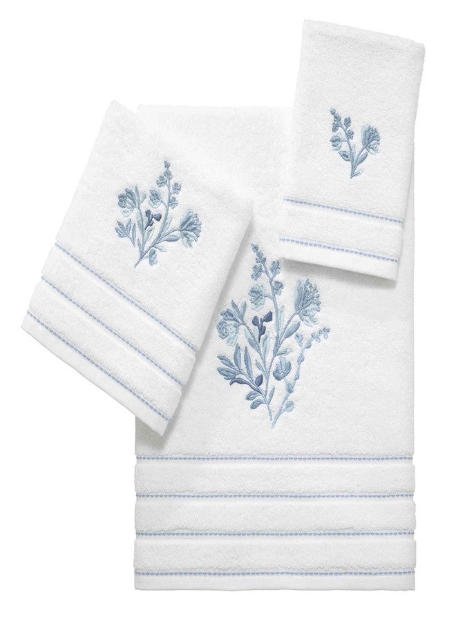 Izod - Towels, 3pc Floral Towel Set, Soft & Absorbent Cotton (Mystic Collection, White) - Image 1