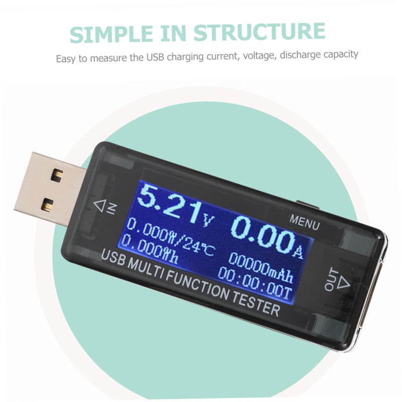 USB Voltage Multimeter Portable LCD Power Capacity Tester for Charger Monitoring Black - Image 4