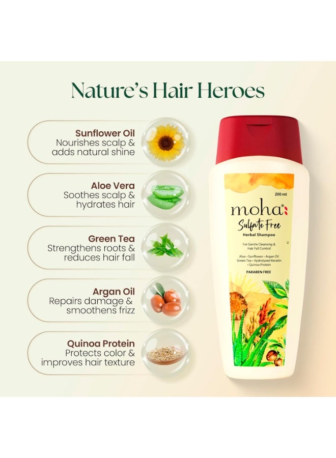 Moha: ulfate-Free Herbal Hair Shampoo Gel, Mild Shampoo With Goodness of Proven Herbs For Gentle Hair Cleansing & Hair-Fall Control all hair types - 200ml (Pack of 1) - Image 2