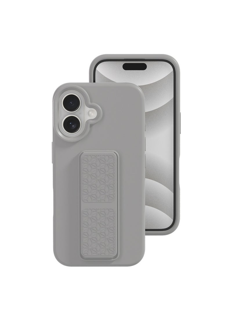 عام حافظة هاتف سائلة من السيليكون لجهاز iPhone 16 Pro Max/16 Pro/16 Plus/16، مزودة بقاعدة قابلة للطي، ذات لون صلب، وحافظة حماية شاملة مضادة للسقوط - Image 1