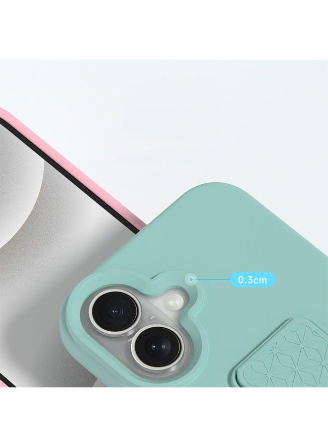 عام حافظة هاتف سائلة من السيليكون لجهاز iPhone 16 Pro Max/16 Pro/16 Plus/16، مزودة بقاعدة قابلة للطي، ذات لون صلب، وحافظة حماية شاملة مضادة للسقوط - Image 2