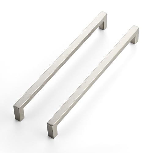 JOY DECOR 8 Pack Cabinet Handles10 Inch Brushed Nickel Cabinet PullsKitchen Cabinet Handles Square Drawer Pulls Stainless Steel Drawer Hardware Handles 256mm Hole Centers - Image 1
