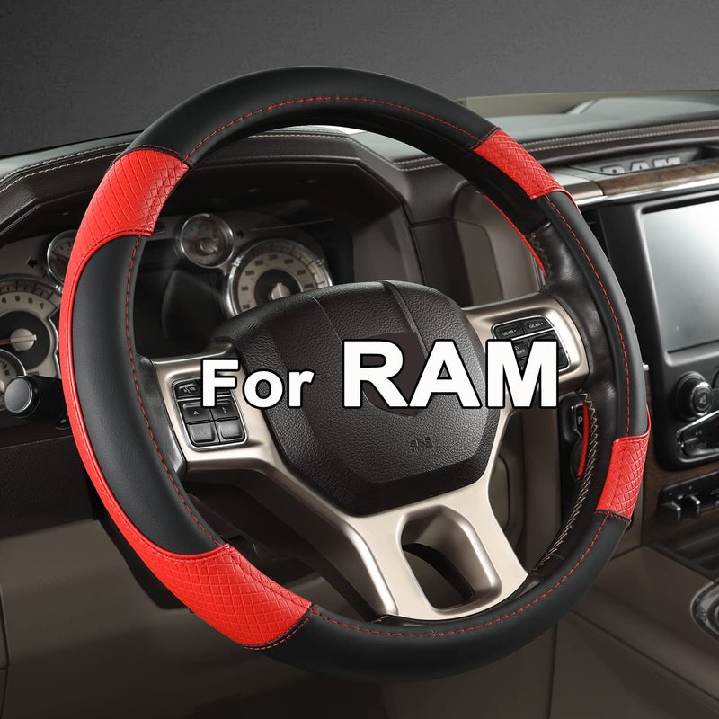 GIANT PANDA Car Steering Wheel Cover for Dodge Ram 1500 2500 3500 15516 inches BlackRed