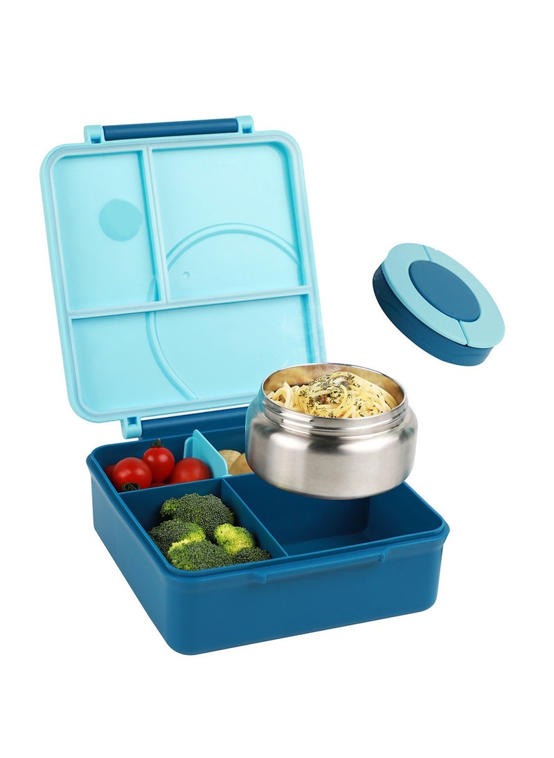 Generic - Bento Lunch Box with 8oz Soup Thermo, Kids Leakproof Lunch Food Containers with 4 Compartment, Kids Thermo Insulated Hot Food Jar for School, Trvael - Image 1