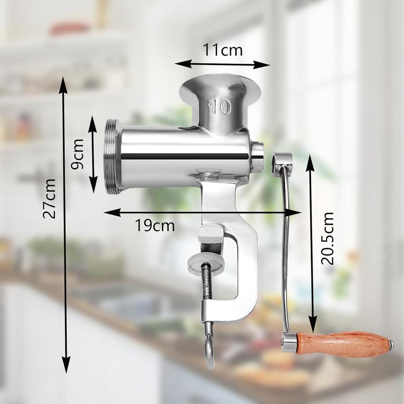 CAM2 304 Stainless Steel Heavy Duty Manual Meat Grinder #10 Clamp-on Hand Grinder With 420 Stainless Steel Blade (10#) - Image 3