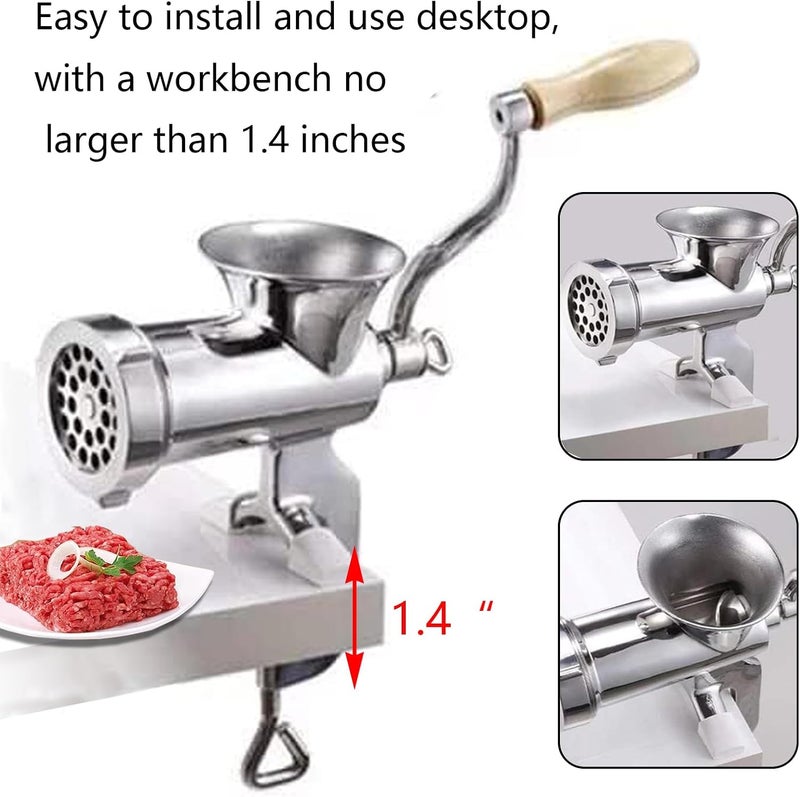 CAM2 304 Stainless Steel Heavy Duty Manual Meat Grinder #10 Clamp-on Hand Grinder With 420 Stainless Steel Blade (10#) - Image 5
