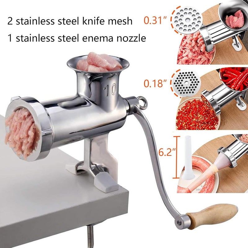 CAM2 304 Stainless Steel Heavy Duty Manual Meat Grinder #10 Clamp-on Hand Grinder With 420 Stainless Steel Blade (10#) - Image 4