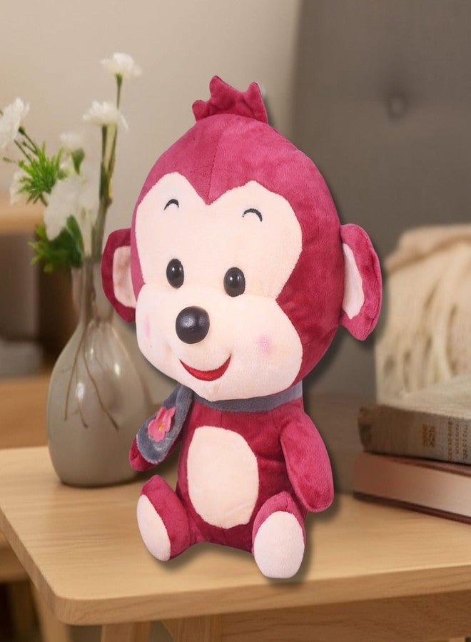 Tickles Smiling Muffler Monkey Soft Plush Animal Toy for Kids Infants (Color: Red Size: 25 cm) - Image 2