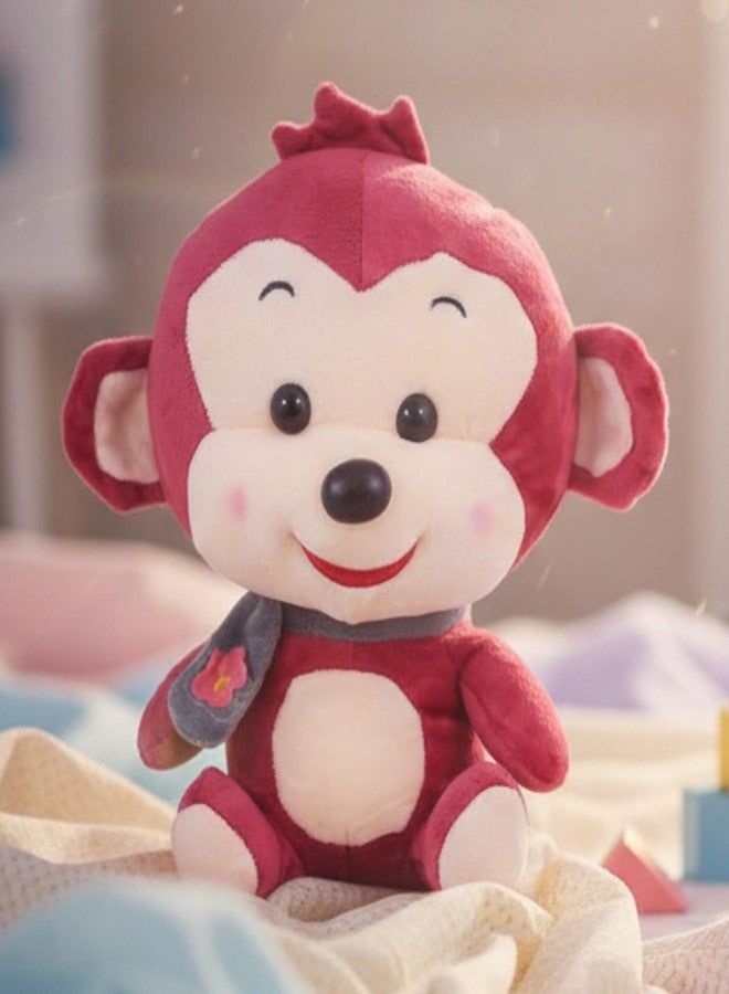 Tickles Smiling Muffler Monkey Soft Plush Animal Toy for Kids Infants (Color: Red Size: 25 cm) - Image 1