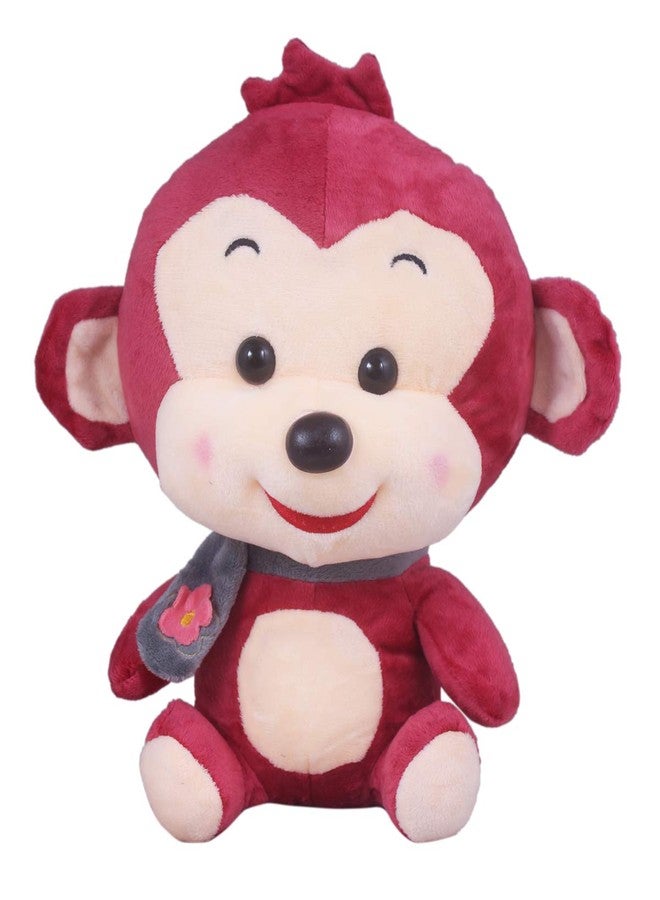 Tickles Smiling Muffler Monkey Soft Plush Animal Toy for Kids Infants (Color: Red Size: 25 cm) - Image 4