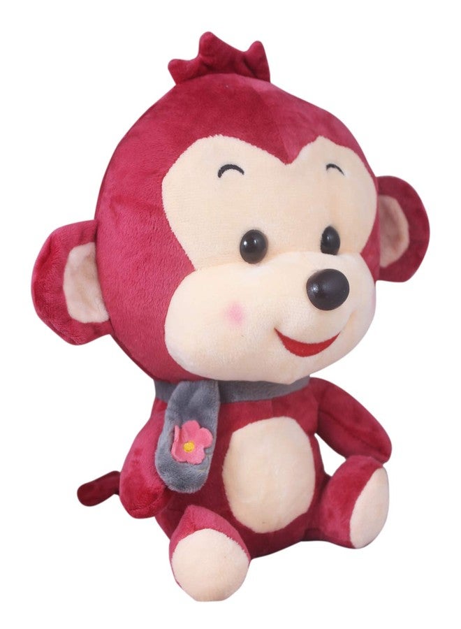 Tickles Smiling Muffler Monkey Soft Plush Animal Toy for Kids Infants (Color: Red Size: 25 cm) - Image 5