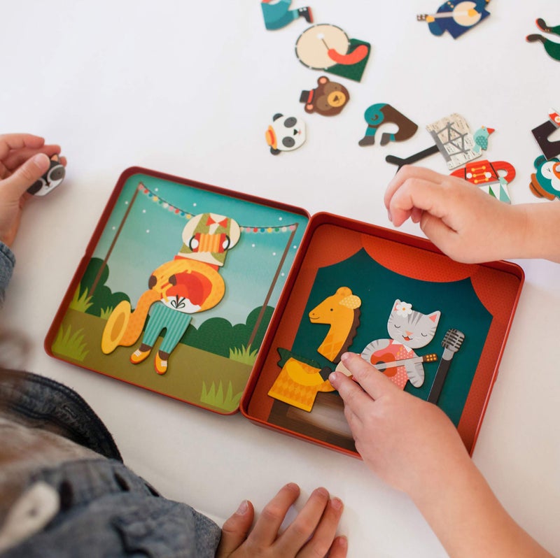 Petit Collage Magnetic Play Set, Animal Band – Mix & Match Magnetic Game Board, Ideal for Ages 3+ – Includes 2 Magnetic Scenes and over 25 Magnet Pieces, Ideal Travel Activity for Kids - Image 3