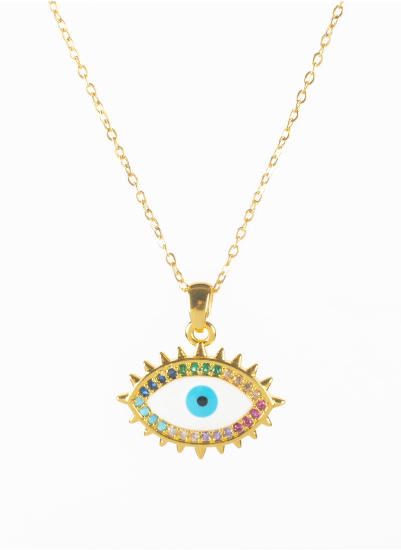 The Black Pearl Accessories - Stainless Steel Necklace with Multicolored Zirconic Eye Pendant - Image 1