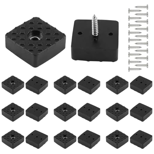 Serplex® 20Pcs 1.18Inch/30mm Rubber Furniture Pads with Screws, Black Square Non Slip Furniture Feet Heavy Duty Couch Feet Covers for Chair, Table, Desk, Sofa-Black - Image 1