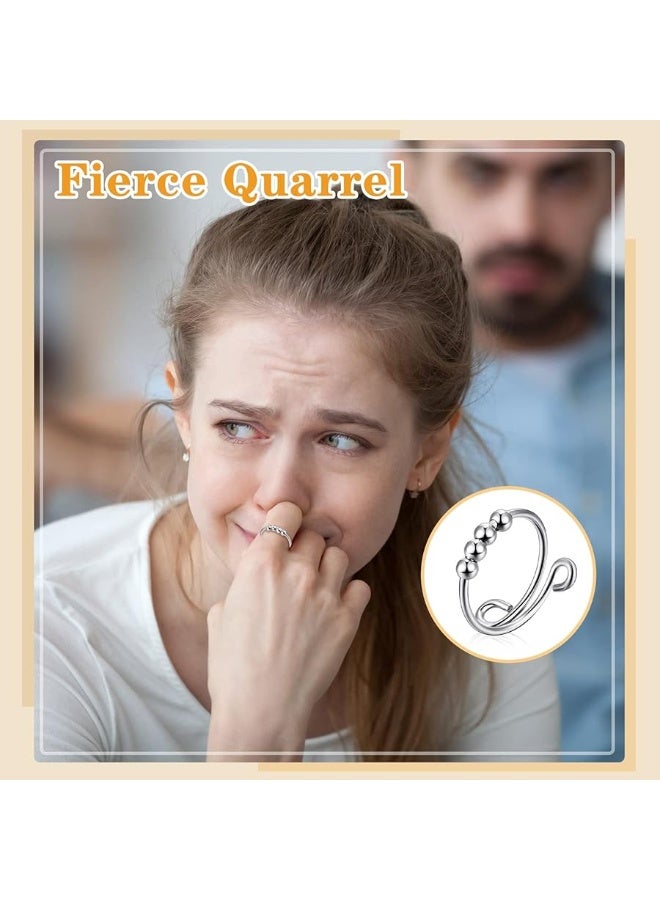 Mtlee 12 Pieces Fidget Anxiety Rings Including 6 Pieces Spiky Sensory Finger Rings, Spinner Rings, Anxiety Rings, Zircon Ring with Beads for Women Men - Image 3