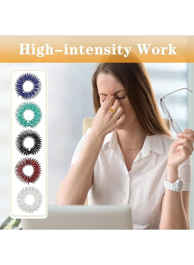 Mtlee 12 Pieces Fidget Anxiety Rings Including 6 Pieces Spiky Sensory Finger Rings, Spinner Rings, Anxiety Rings, Zircon Ring with Beads for Women Men - Image 2