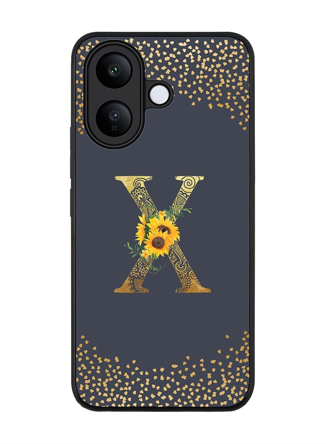 For vivo V60 Lite 5G / V60 Lite 4G Case,Slim fit Camera Protection, Shockproof Thin Phone cover  - Custom Floral Monogram - X  (Grey )