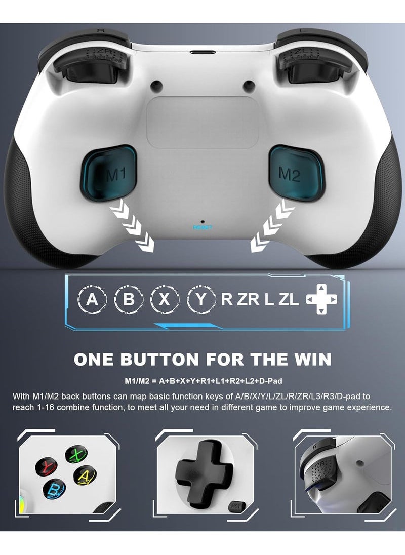Generic Mobile Gaming Controller for iPad/iPhone/Tablet, Cloud Controller Remote Joystick for iOS/Android, Wireless Switch Controller with Macro Buttons/Hall-Rocker/Hall-Trigger/Dual Vibration (White)  - Image 3