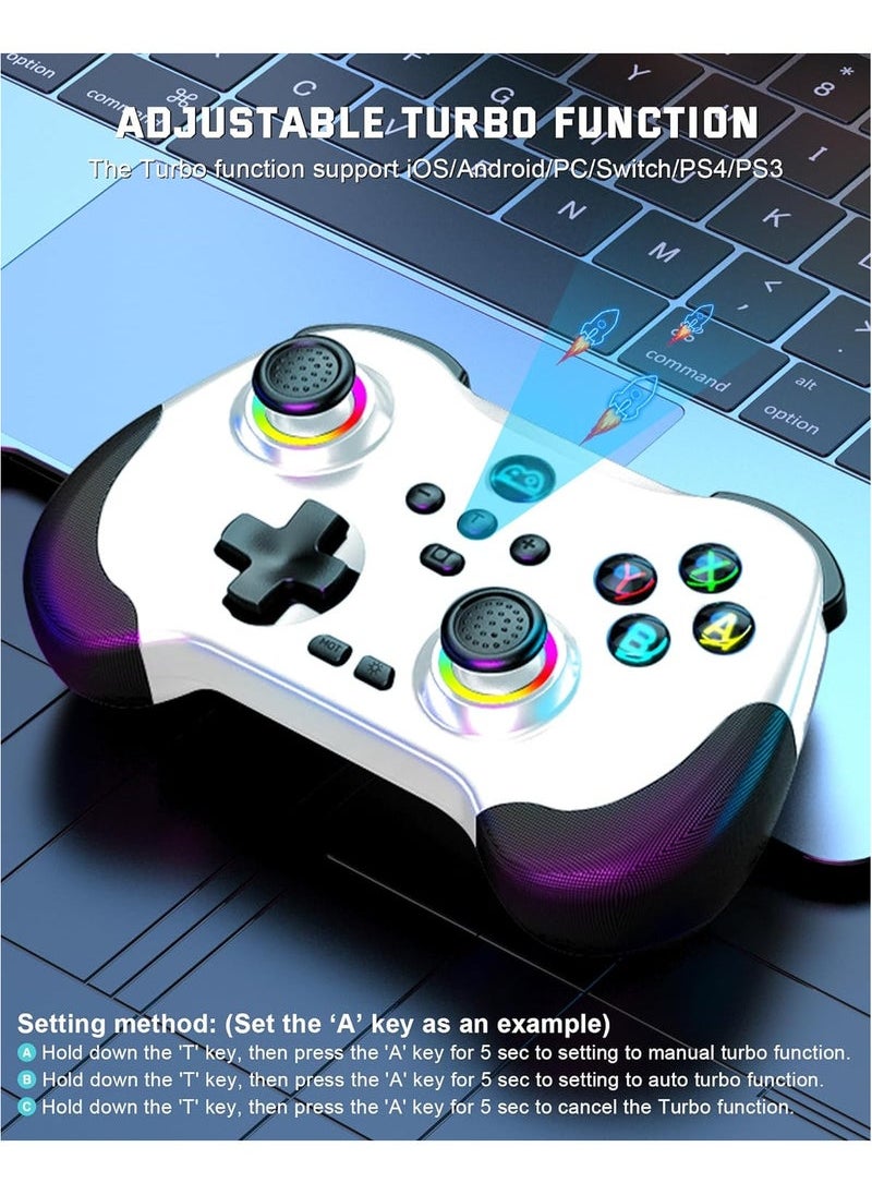 Generic Mobile Gaming Controller for iPad/iPhone/Tablet, Cloud Controller Remote Joystick for iOS/Android, Wireless Switch Controller with Macro Buttons/Hall-Rocker/Hall-Trigger/Dual Vibration (White)  - Image 4