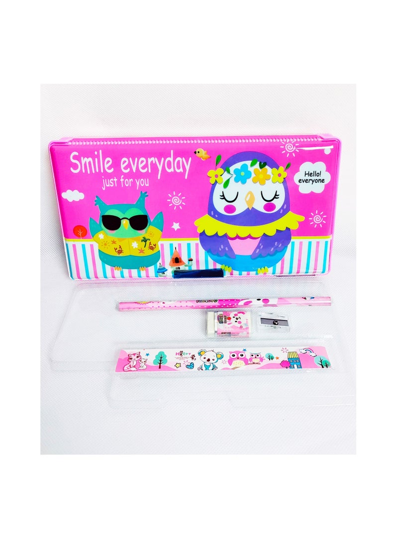 5-Piece Stationery Set With Double Sided Pencil Case - Image 2