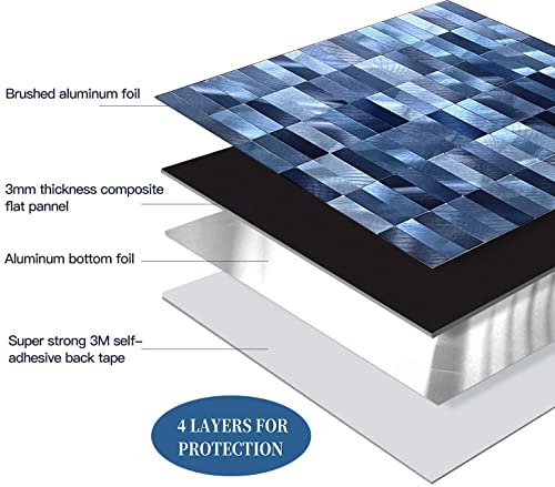 XUANINY Peel and Stick Tile Backsplash Self- Adhesive Wall Tiles Aluminum Mosaic Sticker for Kitchen (11.33"x11.92" Per Sheet, Pack of 5 pcs) (Blue Mix) - Image 3