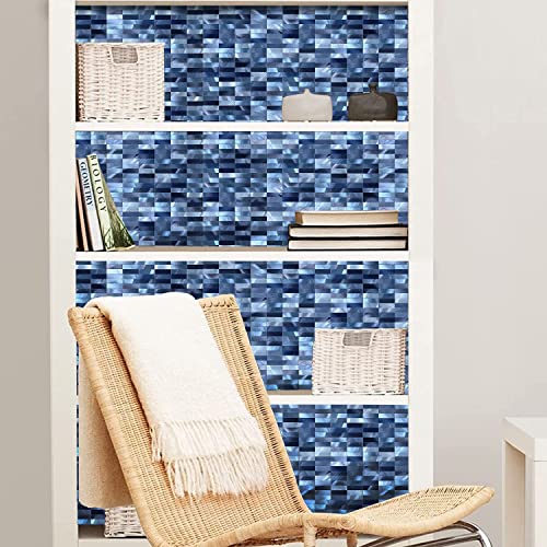 XUANINY Peel and Stick Tile Backsplash Self- Adhesive Wall Tiles Aluminum Mosaic Sticker for Kitchen (11.33"x11.92" Per Sheet, Pack of 5 pcs) (Blue Mix) - Image 4