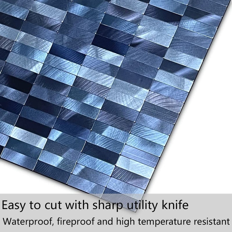 XUANINY Peel and Stick Tile Backsplash Self- Adhesive Wall Tiles Aluminum Mosaic Sticker for Kitchen (11.33"x11.92" Per Sheet, Pack of 5 pcs) (Blue Mix) - Image 5