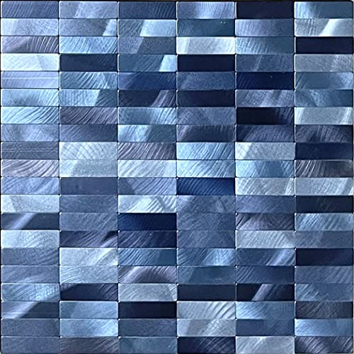 XUANINY Peel and Stick Tile Backsplash Self- Adhesive Wall Tiles Aluminum Mosaic Sticker for Kitchen (11.33"x11.92" Per Sheet, Pack of 5 pcs) (Blue Mix) - Image 1