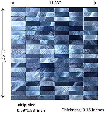XUANINY Peel and Stick Tile Backsplash Self- Adhesive Wall Tiles Aluminum Mosaic Sticker for Kitchen (11.33"x11.92" Per Sheet, Pack of 5 pcs) (Blue Mix) - Image 2