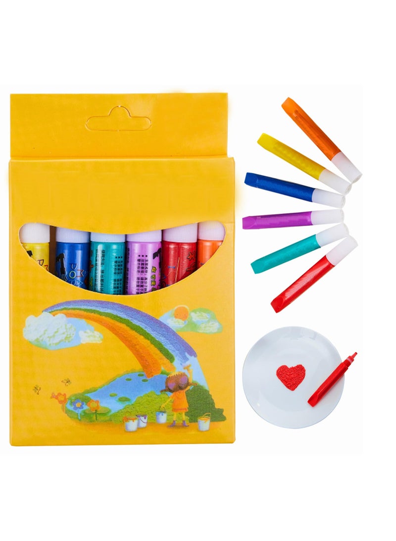 Popcorn Pens 6 Pcs/1 Set 3D Art Magic Puffy Pens, Safe DIY Bubble Popcorn Drawing Pens for Kids Greeting Birthday  Gift Cards Paintbrush Sets - Image 4