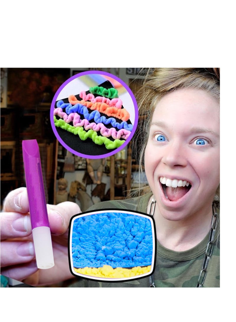 Popcorn Pens 6 Pcs/1 Set 3D Art Magic Puffy Pens, Safe DIY Bubble Popcorn Drawing Pens for Kids Greeting Birthday  Gift Cards Paintbrush Sets - Image 5
