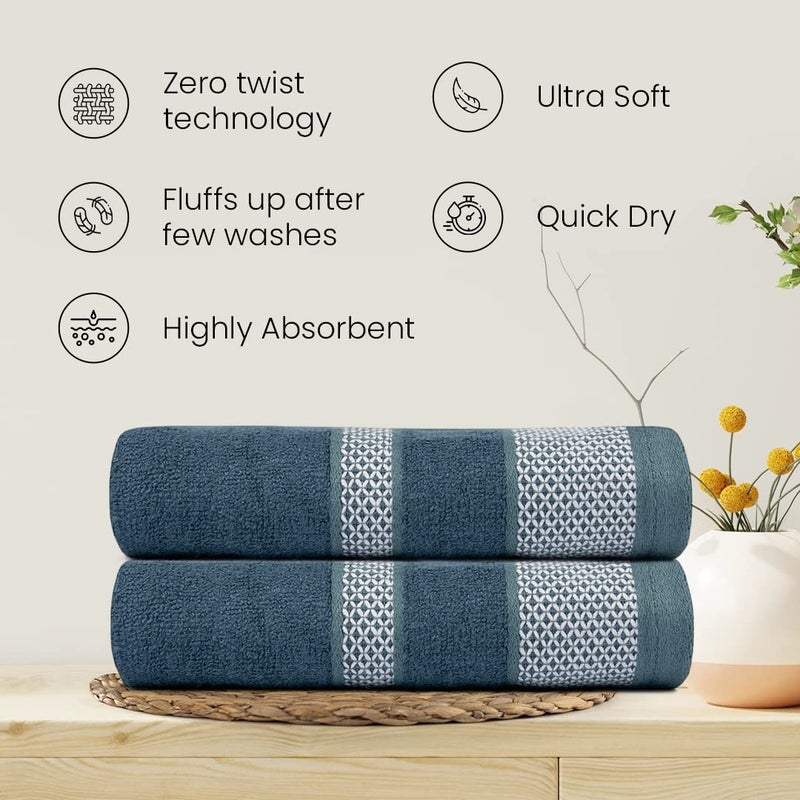 BePlush Zero Twist Bamboo Hand Towels Set of 4 Emerald Blue & Rust : Ultra Soft, Highly Absorbent, Quick Dry, Anti Bacterial Napkins for Hand Towel || 450 GSM, 40 X 60 cms - Image 4
