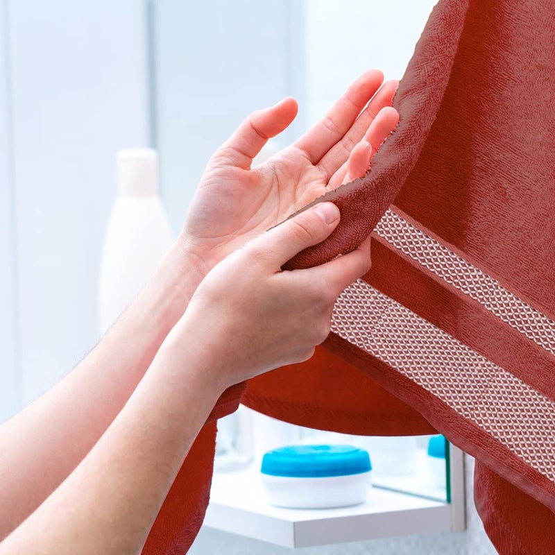 BePlush Zero Twist Bamboo Hand Towels Set of 4 Emerald Blue & Rust : Ultra Soft, Highly Absorbent, Quick Dry, Anti Bacterial Napkins for Hand Towel || 450 GSM, 40 X 60 cms - Image 5