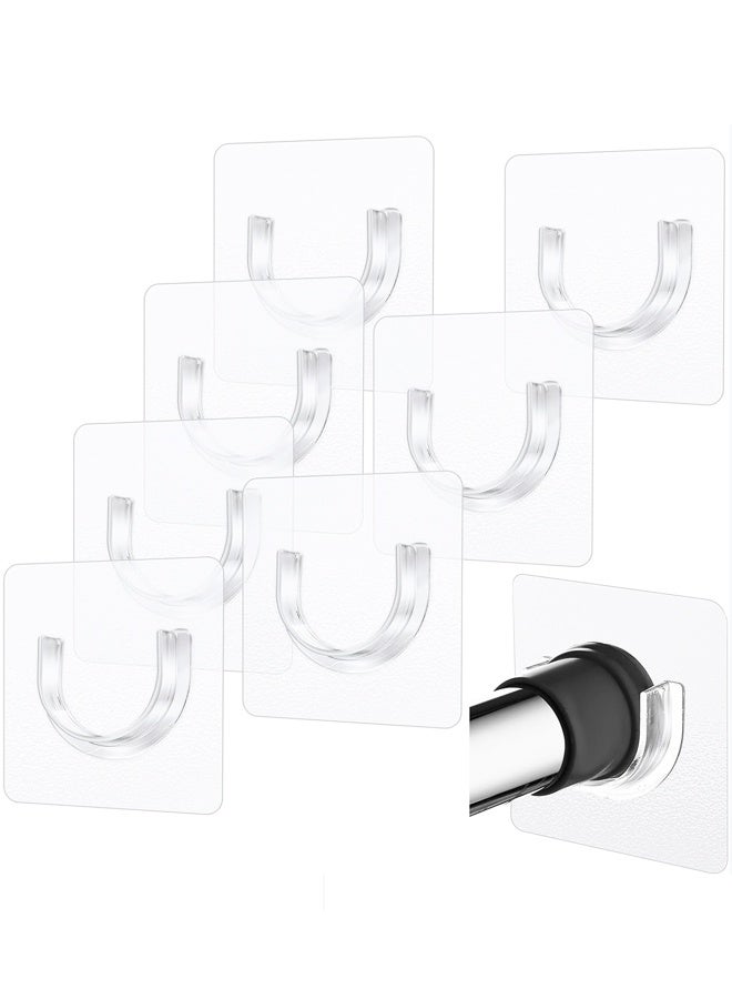 8 PCS No Drill Retainer Brackets Tension Holders Adhesive Holder Closet Hooks Rods For Bathroom Wardrobe - Image 1
